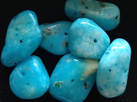 Bright Blue Turquoise Stone Beads Pkg Of 7