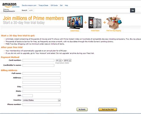 Amazon offers 4 different credit cards for its members to use when shopping on. Amazon Prime Free Trial Account- SingaBoleh