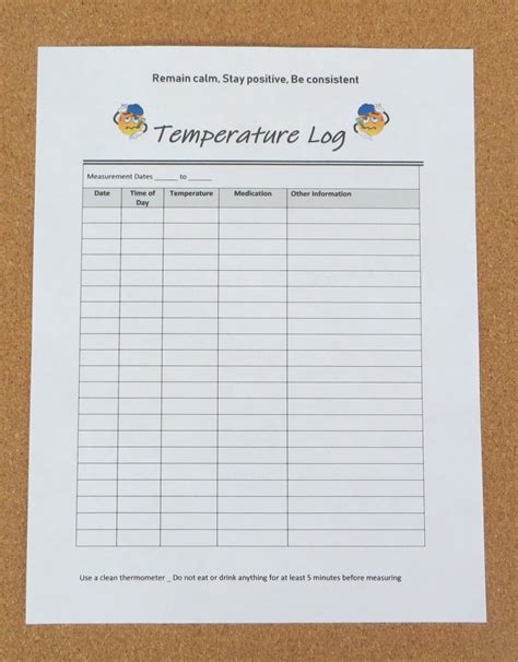 Temperature Logprintablehealth Trackerdaily Journalus Letter