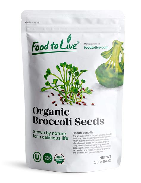 Organic Broccoli Seeds For Sprouting 1 Pound Non Gmo Kosher