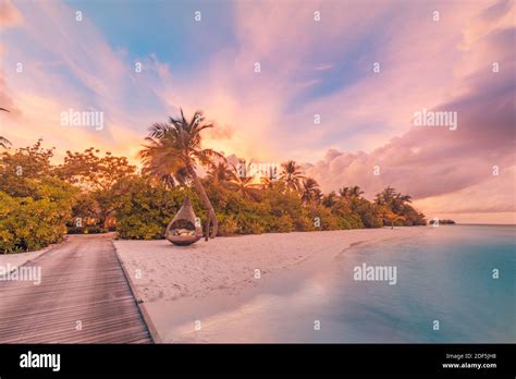 Landscape Of Paradise Tropical Island Beach Sunrise Sunset View
