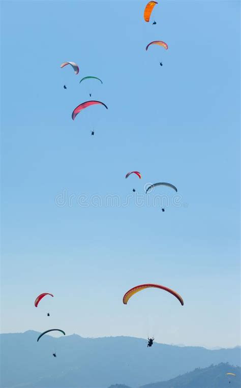 Paragliding Over Pokhara Nepal Editorial Image Image Of Parasailing