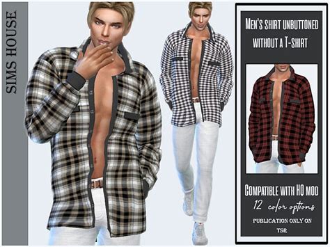 Mens Shirt Unbuttoned Without A T Shirt By Sims House At Tsr Sims 4