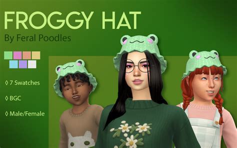 Froggy Hat Ts4 Maxis Match Cc A Cute Little Crocheted Froggy Bucket