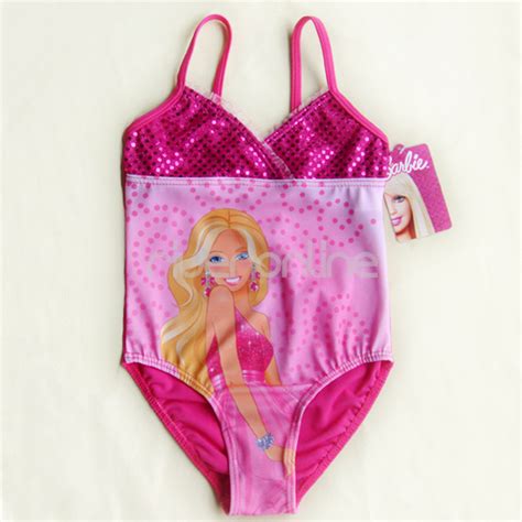 2012 Barbie 5t Pink Paillettes Girls Swimsuit Swimming Costume Tankini