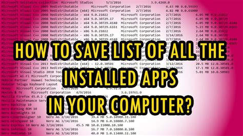 How To Get List Of All The Installed Programs In Your Computer Youtube