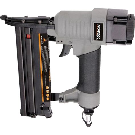 This is a nail gun that uses compressed air to drive a brad nail into a wood surface. NuMax 18-Gauge 2-in-1 Brad Nailer and Stapler-S2-118G2 ...