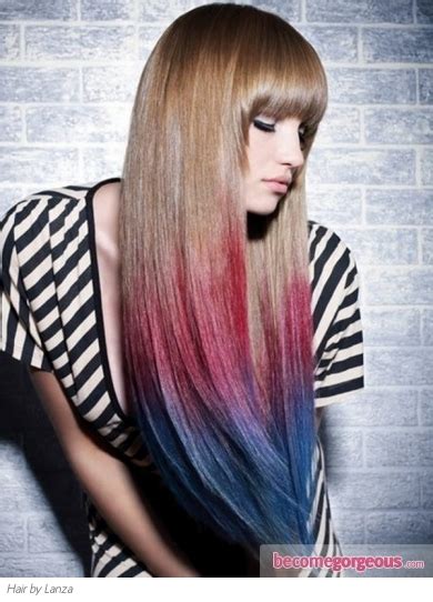 Make sure you 'safeproof' the area where you will dye your hair, because if you're like me you get it everywhere. Pictures : Hair Highlights Ideas - Pink/Blue Dip-Dyed Hair ...