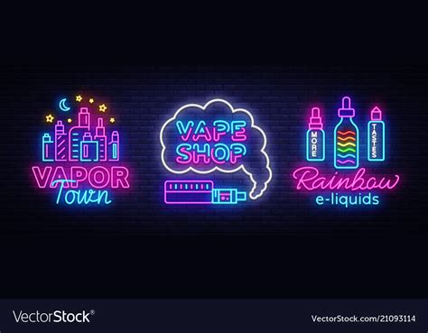 vape shop neon sign collection vaping royalty free vector