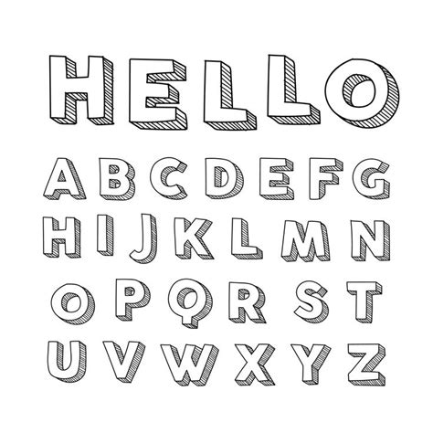 D Fonts Hand Drawn Lettering Alphabet Cool Fonts Alphabet Hand
