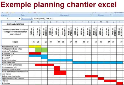 Exemple De Gestion De Planning Chantier Excel Outils Livres Exercices Et Vid Os
