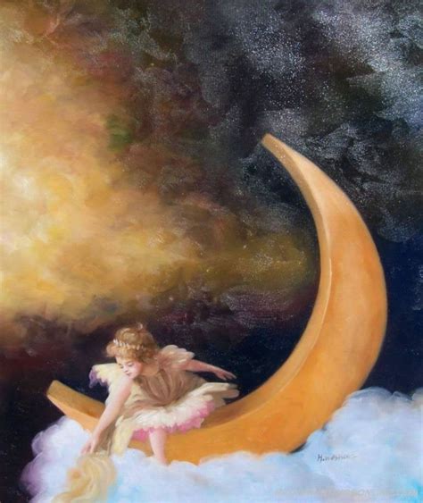 Fairy Girl Sitting On The Moon Moon Art Celestial Art