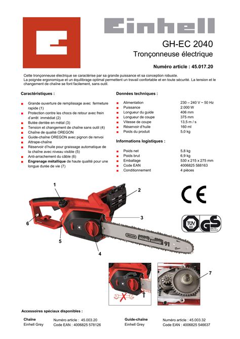 Einhell Gh Ec 2040 Electric Chain Saw Manuel Utilisateur Manualzz