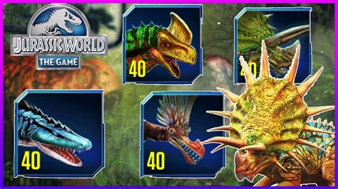 All Common Dinosaurs Max Level 40 Jurassic World The Game 14 Youtube