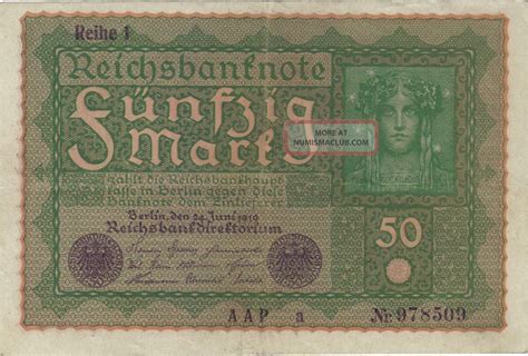 However, it is unknown when these were printed. 1919 50 Mark Germany Reichsbanknote Currency Note German Banknote Bill Money