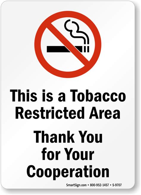 Tobacco Free Zone Signs