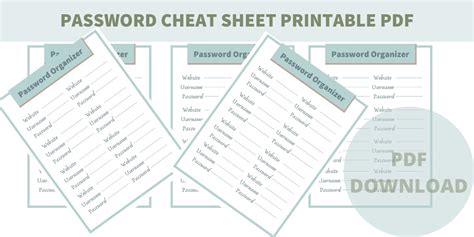 Password Cheat Sheet Printable Pdf Password Keeper Printable Etsy Israel