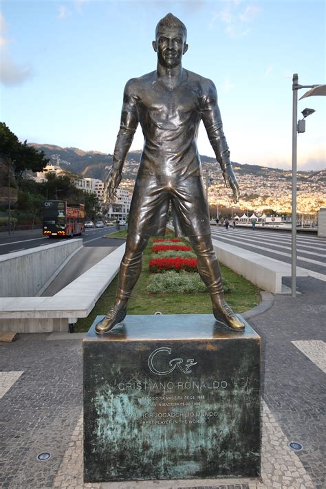 The statue of legendary footballer cristiano ronaldo, located in front of the pestana cr7 hotel in funchal, portugal, has adopted a new and somewhat risqué look due to the constant attention of. File:Cristiano Ronaldo Statue.jpg - Wikimedia Commons