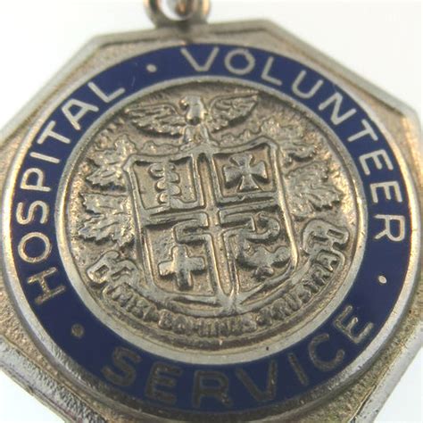 Vintage Sterling And Enamel Octagon Signed Hospital Volunteer Service