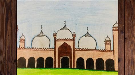 How To Draw Badshahi Mosque 🕌 Step By Step Badshahi Mosque Drawing