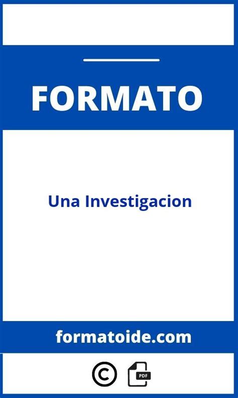 Formato De Una Investigacion Word Pdf Modelo