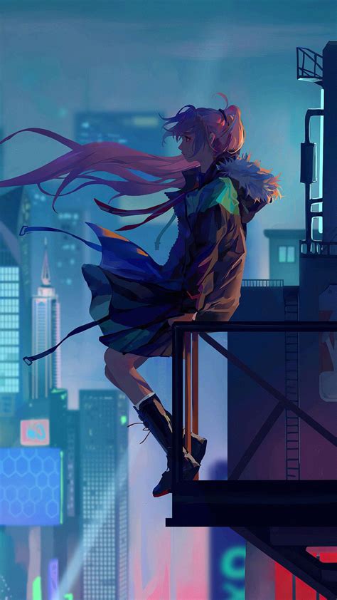 Anime City Girl Alone Wallpapers Wallpaper Cave