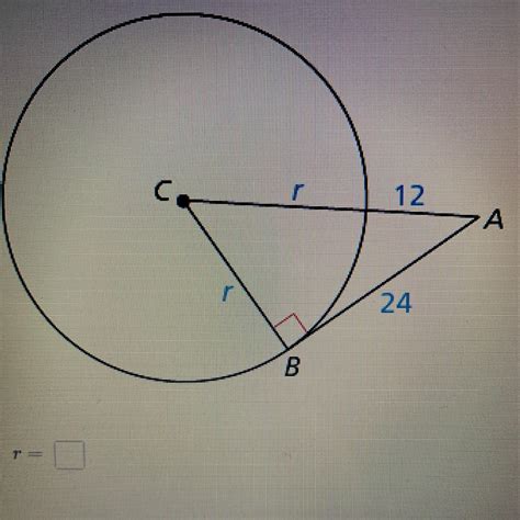 in the diagram point b is a point of tangency find the radius r of this diragram thanky you