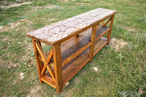 Ana White Reclaimed Stenciled Rustic X Console Diy Projects