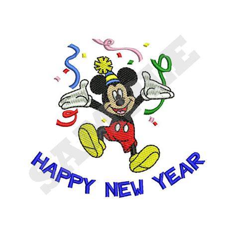 Mickey Mouse Happy New Year Machine Embroidery Design Etsy