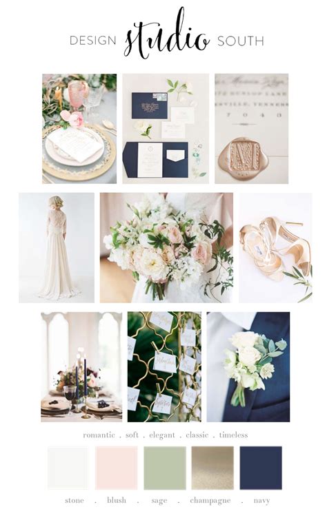 Mood Board:: stone, blush, sage, champagne, + navy | Champagne wedding ...
