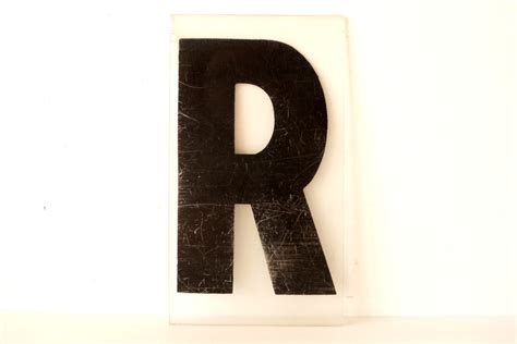 Vintage Industrial Marquee Sign Letter R Black On Clear Thick Acryl