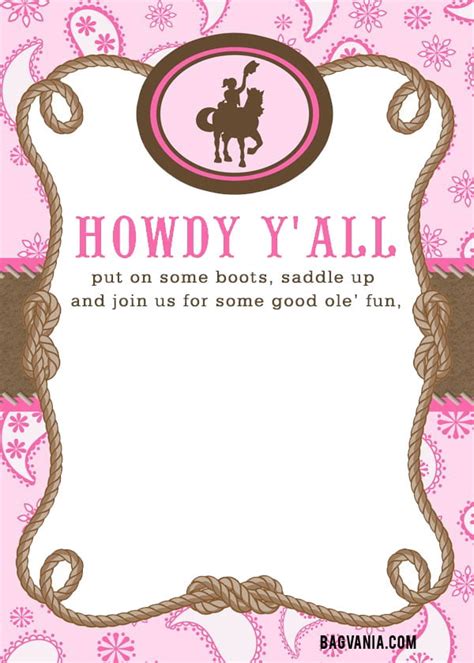 Free Cowgirl Birthday Invitations Bagvania Free Printable Invitation