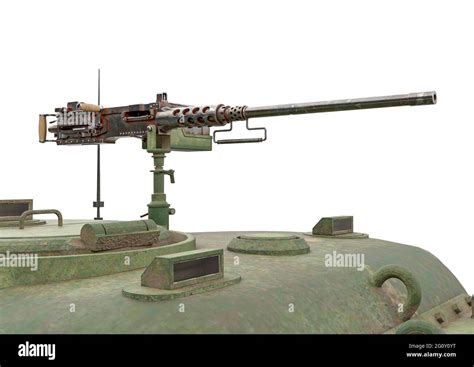 Machine Gun Is Up On Us Army Tank 3d Illustration Stock Photo Alamy