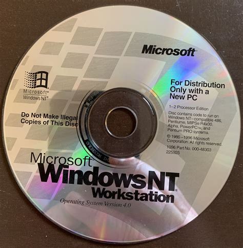 Microsoft Windows Nt Workstation 40 Cd Ebay