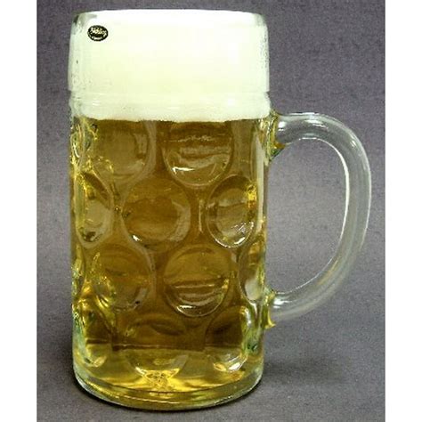 One Liter Plain German Glass Dimple Beer Mug 1l Made In Europe New
