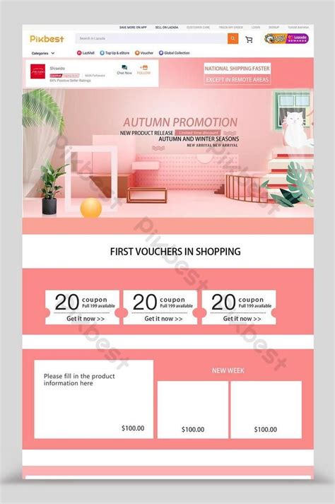 Lazada Pink Cosmetics Home Design Psd E Commerce Free Download