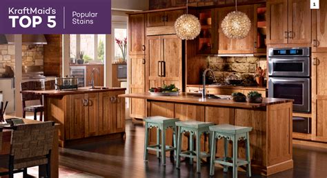 Textured and heavy fabrics will also bring out the warmth of the wood. TOP 5'S: KRAFTMAID'S MOST POPULAR KITCHEN CABINET STAINS - KraftMaid