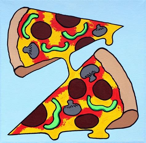 Two Slice Pizza Pop Art Painting On Canvas 2015 Acrylic Painting By