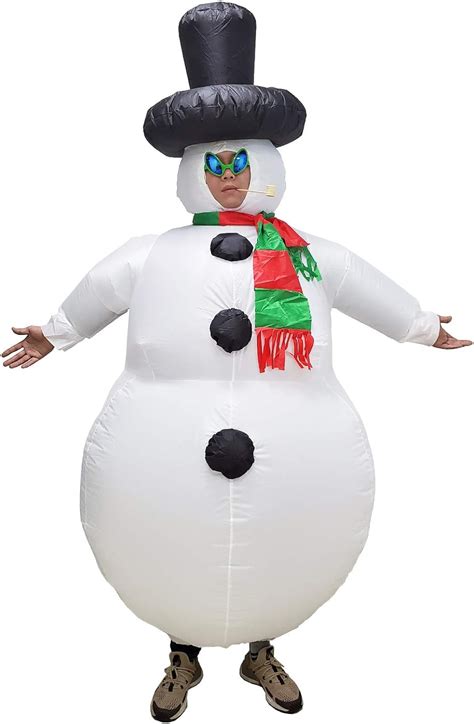 Poptrend Adult Inflatable Snowman Costume Blow Up Fancy Dress Party Costumes