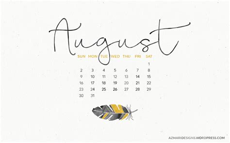 Free Download August 2015 Desktop Wallpaper Calendar Azmari Designs