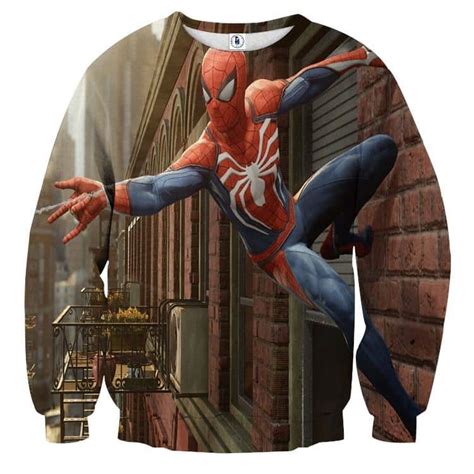 Cool Spider Man Wall Clinging Design Full Print Sweatshirt