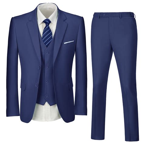 wehilion mens suits set slim fit men 3 piece dress suit prom blazer wedding formal jacket and vest