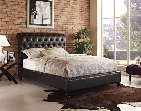 Upholstered Queen Bed With Rolled And Tufted Headboard By Standard