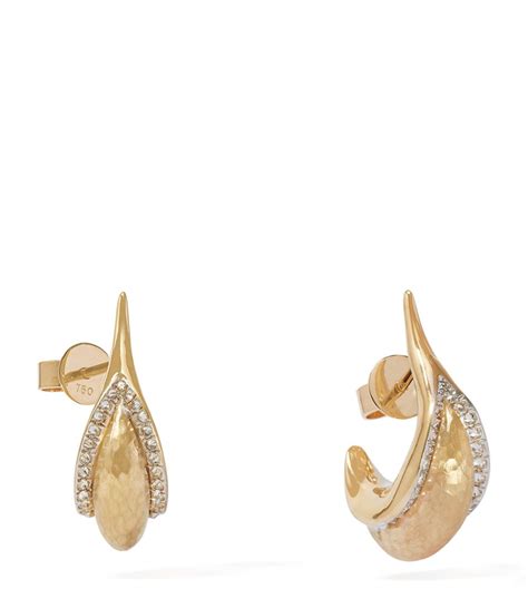 Annoushka Yellow Gold And Diamond Organza Hoop Earrings Harrods Uk