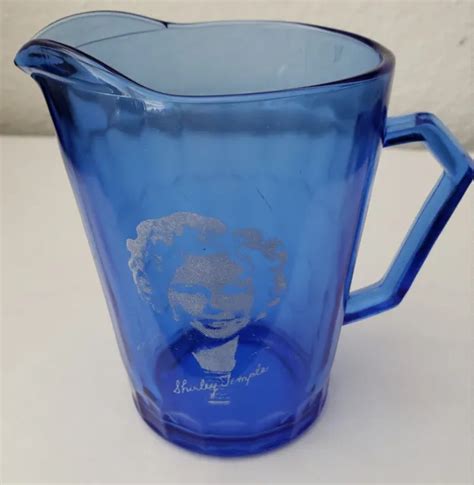 VINTAGE SHIRLEY TEMPLE Hazel Atlas Co Cobalt Blue Glass Pitcher Creamer