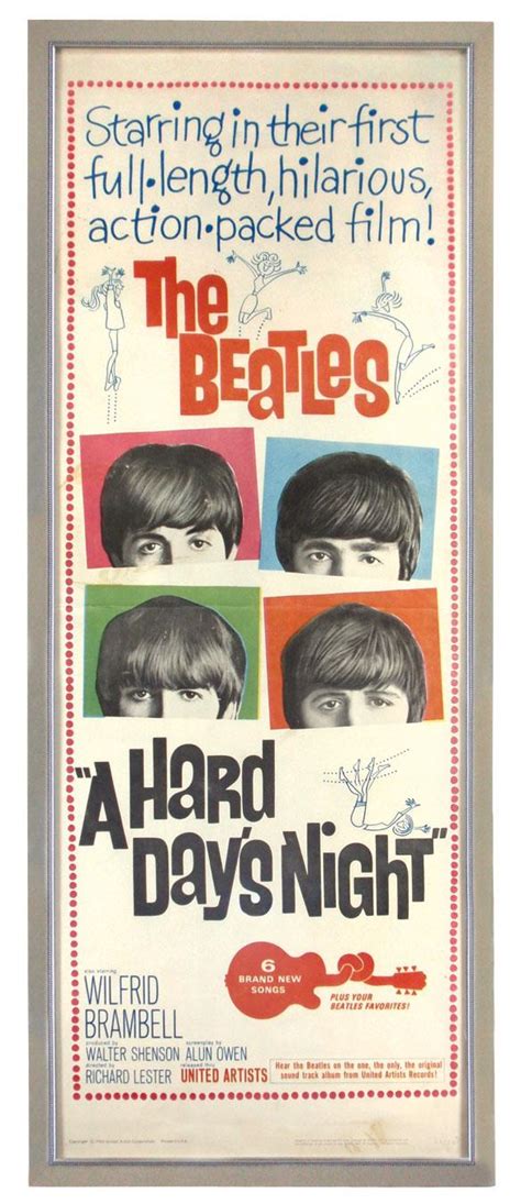 Beatles Movie Poster A Hard Days Night A C1964 Original Exc Cond