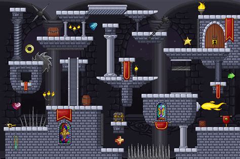 Fantasy icon pack by ravenmore. Castle Platformer 2D Tileset Pixel Art by Free Game Assets ...