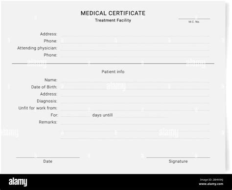 Medical Certificate Template Health Diagnostic Prescription Form Stock