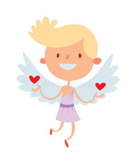 Cartoon Cute Cupid Angel Smile Girl Kid Vector Silhouette Stock Vector
