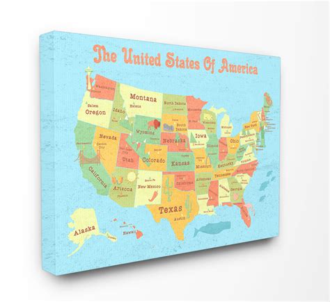 The Kids Room By Stupell United States Of America Usa Kids Map